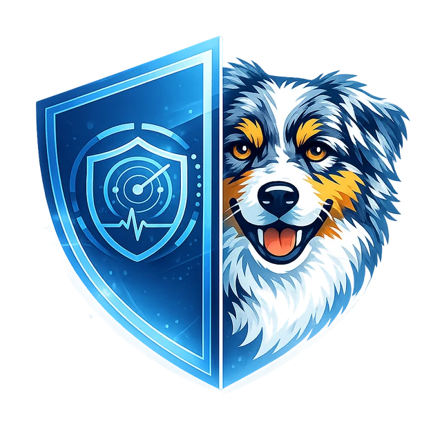 Shyra Herd: blauer Schild mit Sicherheitsgrafik und Australian Shepherd